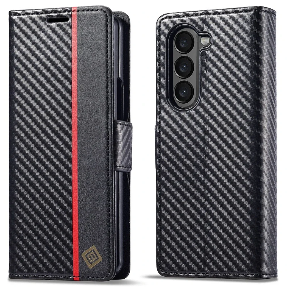 Luxury Carbon Fiber PU Leather - Leather Wallet Card Holder Phone Cover 评论和价格