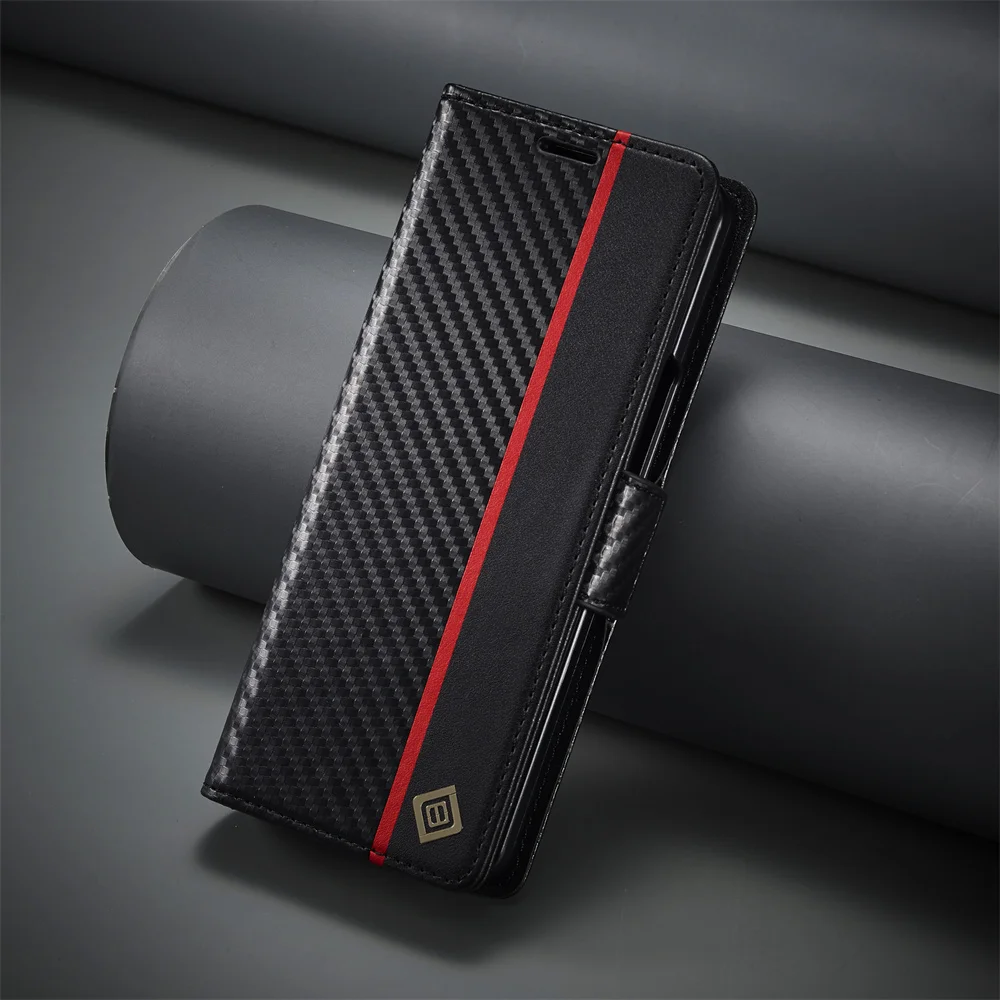 Luxury Carbon Fiber PU Leather - Leather Wallet Card Holder Phone Cover 评论和价格