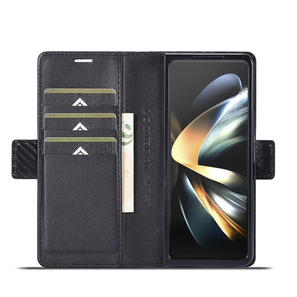 Luxury Carbon Fiber PU Leather - Leather Wallet Card Holder Phone Cover 评论和价格