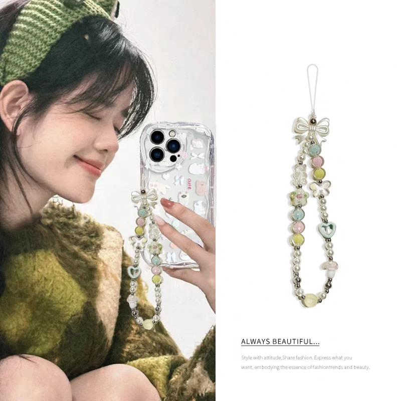 Cute Cat Bow Wrist Chain Case  - Cute Cartoon Wrist Strap Silicone Case 评论和价格