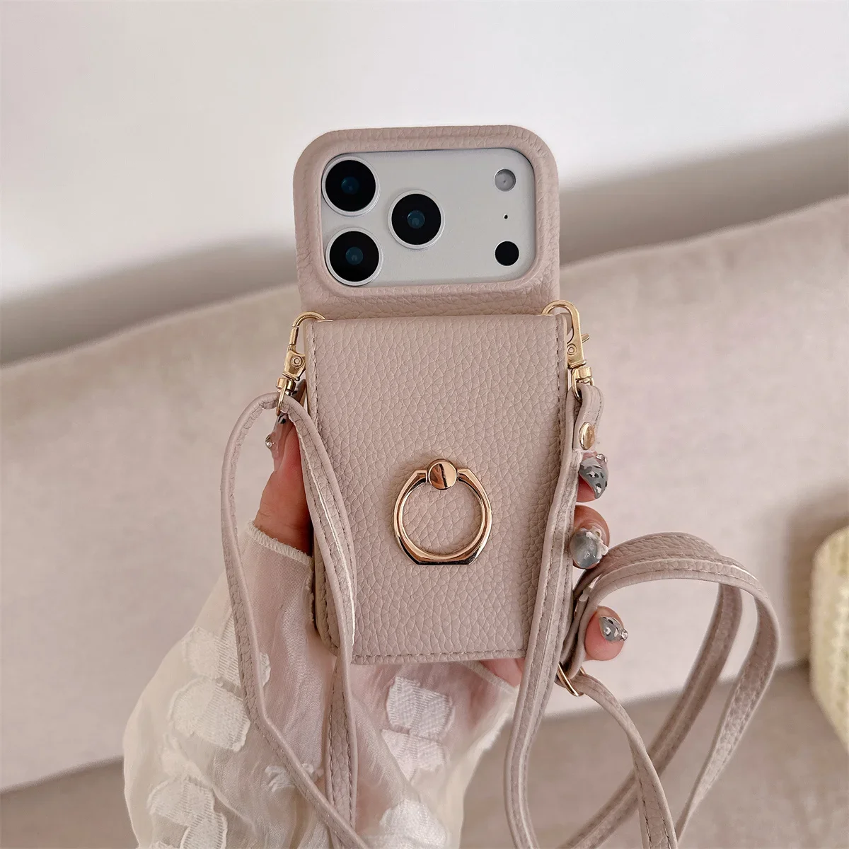 Crossbody Lanyard with Ring Ca - Leather Wallet Card Holder Phone Cover 评论和价格