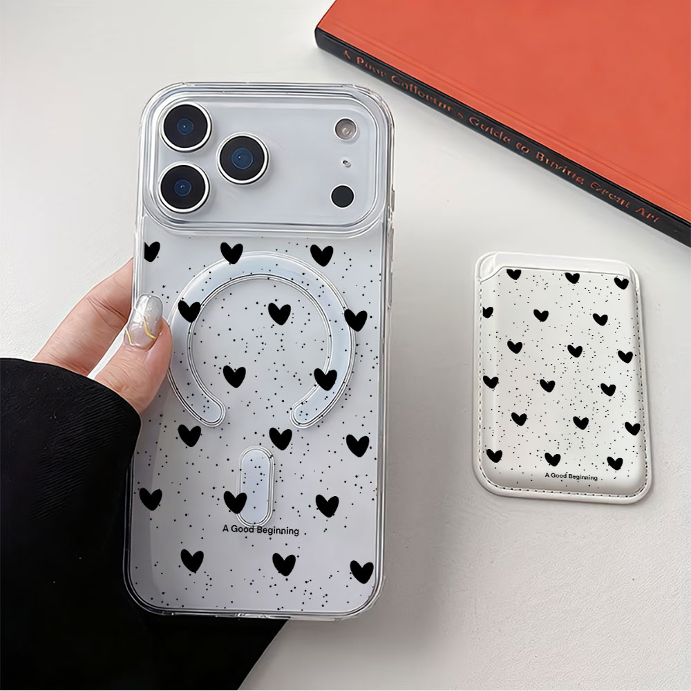 Full screen Polka Dot Heart Fo - Leather Wallet Card Holder Phone Cover 评论和价格