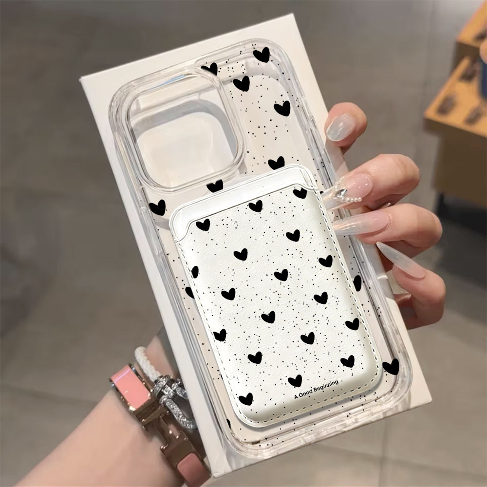 Full screen Polka Dot Heart Fo - Leather Wallet Card Holder Phone Cover 评论和价格