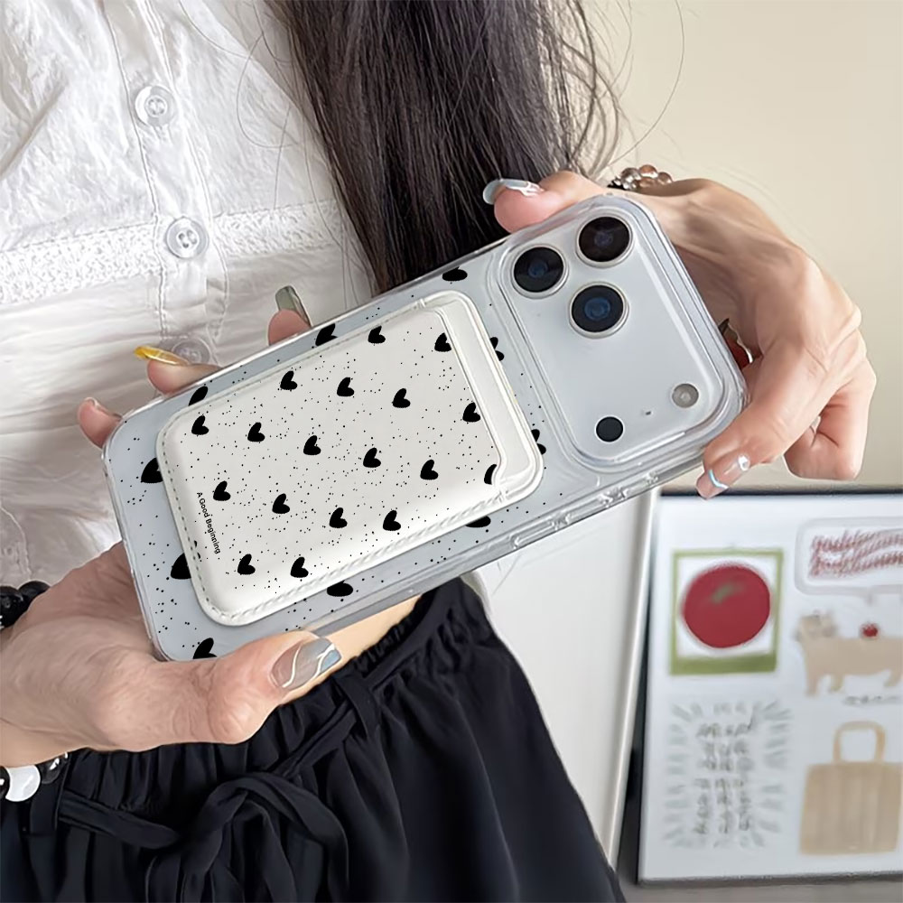 Full screen Polka Dot Heart Fo - Leather Wallet Card Holder Phone Cover 评论和价格