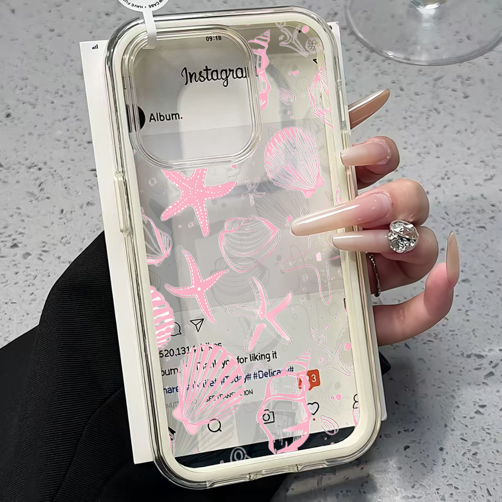 Summer Pink Seashell Clear Pho - Clear Shockproof Bumper Case 评论和价格