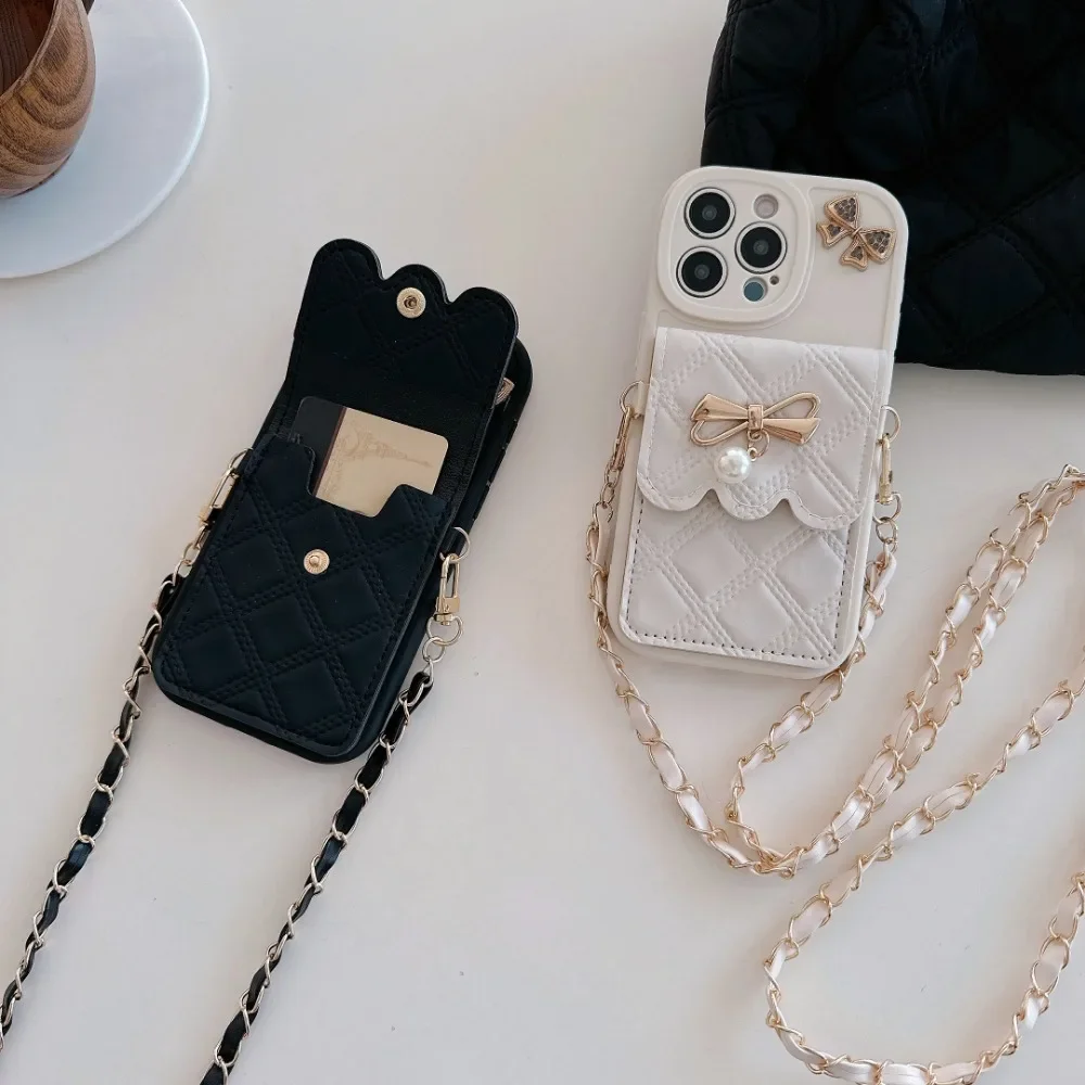 3D Bowknot Crossbody Card Hold - Leather Wallet Card Holder Phone Cover 评论和价格