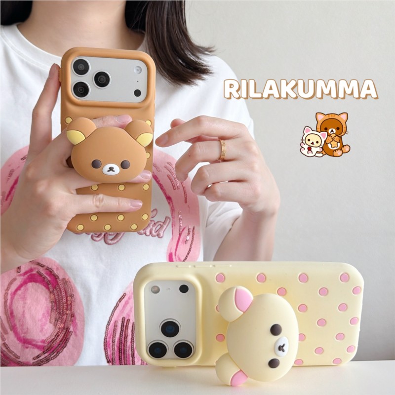 3D Rilakkuma Bear Polka Dot Si - Cute Cartoon Wrist Strap Silicone Case 评论和价格