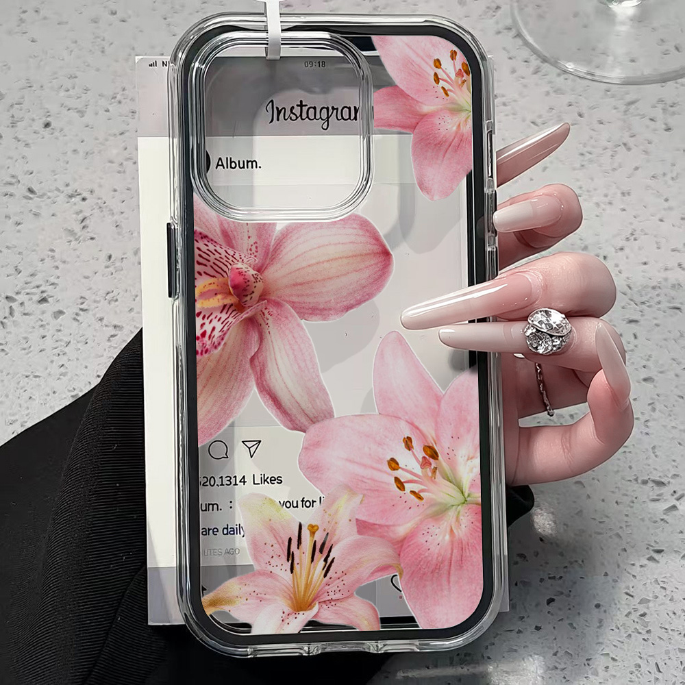 Pink Lily Flower Clear Phone C - Clear Shockproof Bumper Case 评论和价格