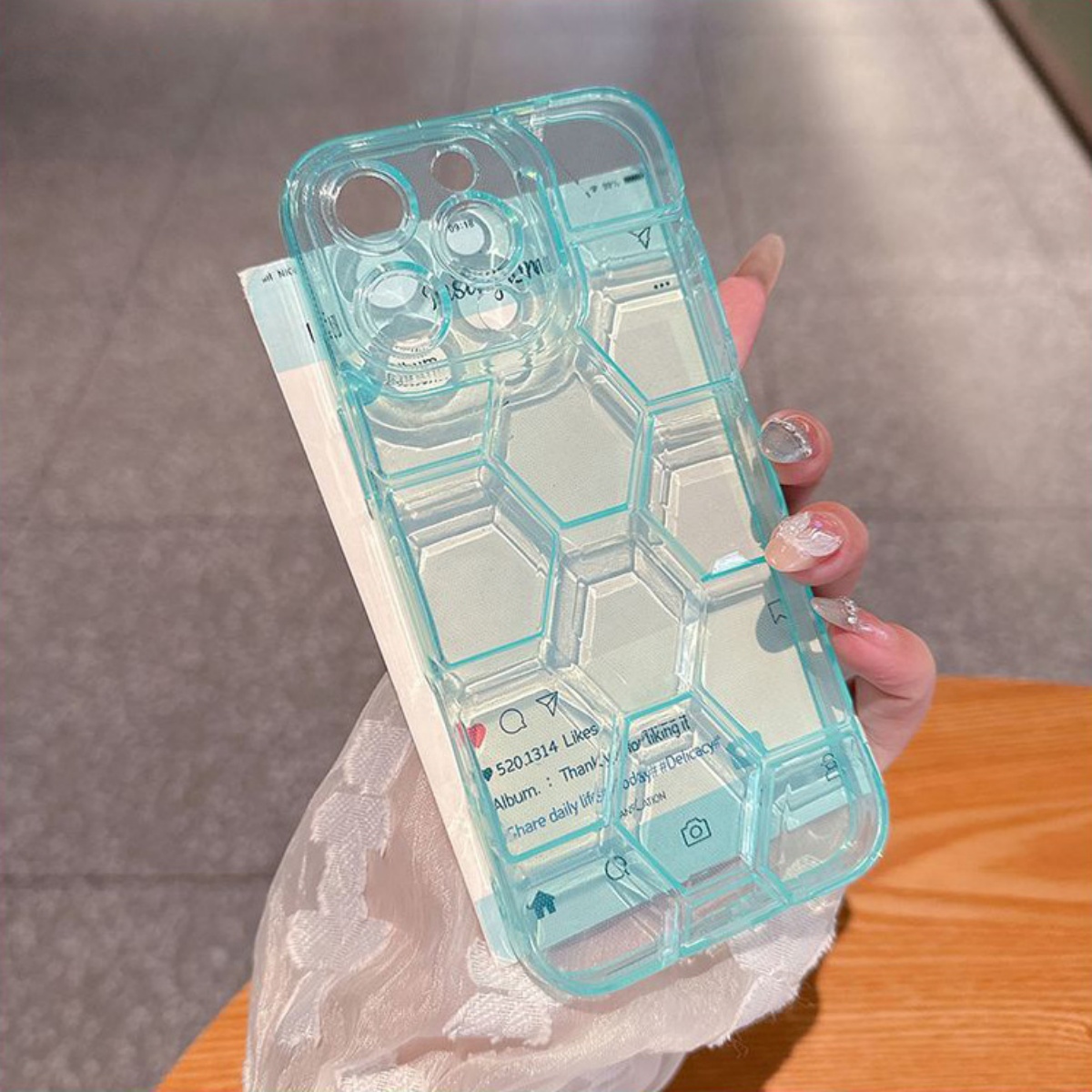 Honeycomb Geometric Football P - Clear Shockproof Bumper Case 评论和价格