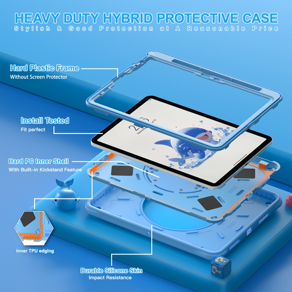 For iPad Mini A17Pro Mini6 Kid - Cute Cartoon Wrist Strap Silicone Case 评论和价格