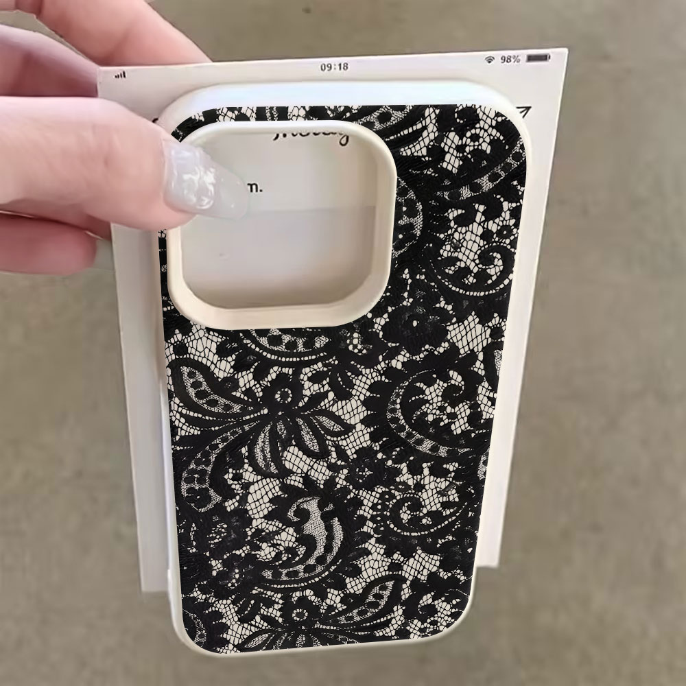 Black Vintage Floral Lace Lych - Vintage Floral Pattern Soft Case 评论和价格